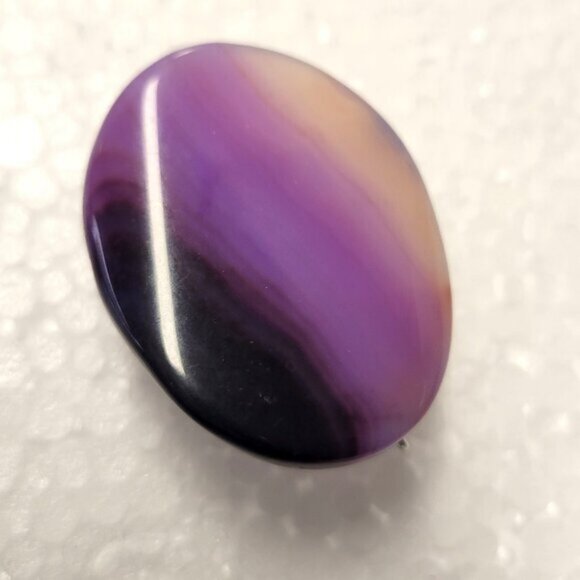 Purple Agate Ring Adjustable Band Handmade Semi Precious Ring - Picture 3 of 12